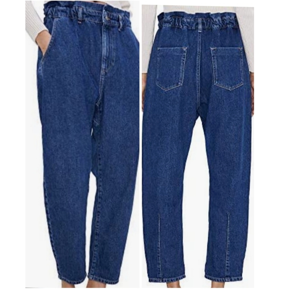 Zara Baggy Mom Paperbag Waist Jeans